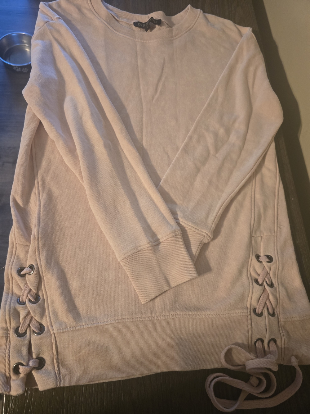 Muted Pink Lace-Up Side Sweatshirt - mauve